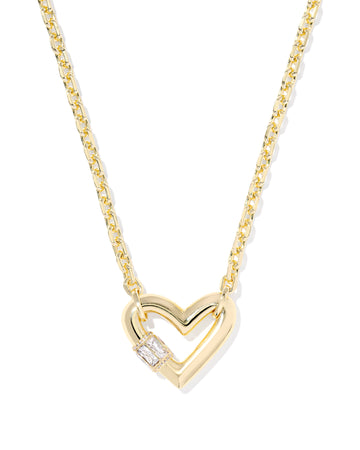 Kendra Scott Emery Heart Necklace- Goldtone with White CZ